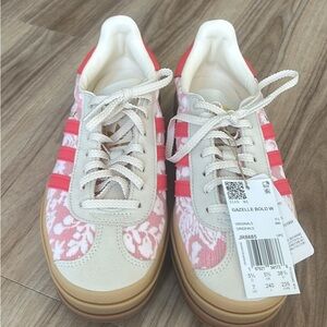 Adidas Women's Gazelle Bold Sneakers - Pink Floral and Cream